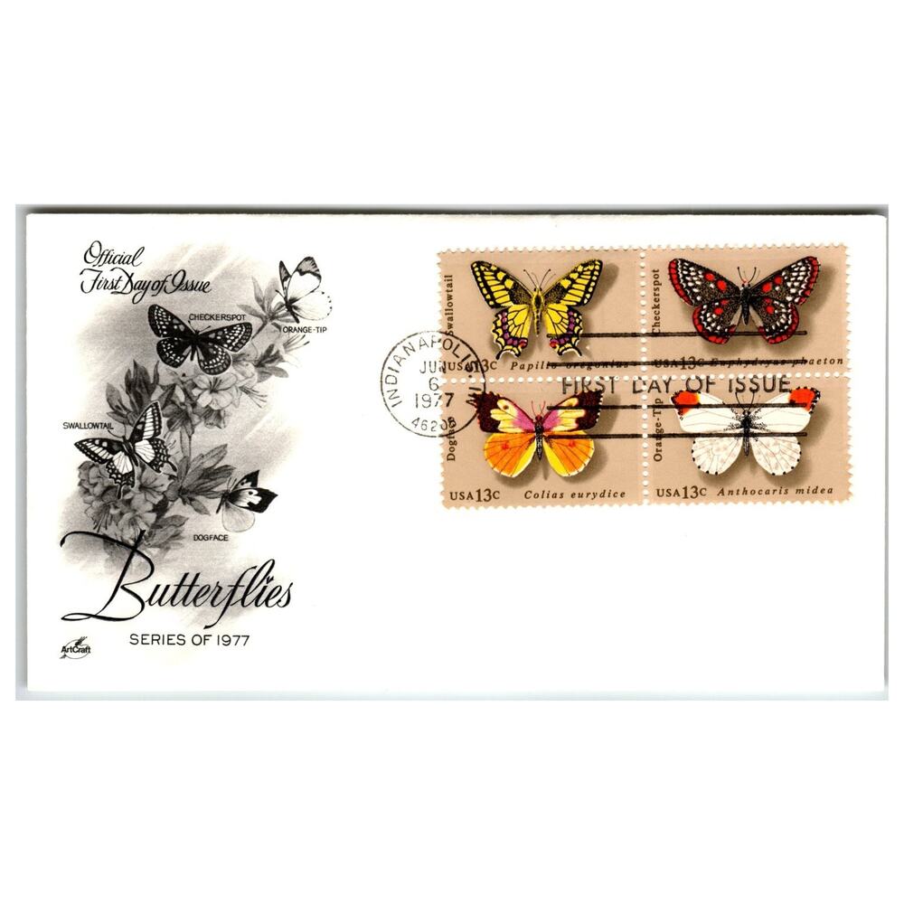Scott #1712-15 Butterflies 1977 First Day Cover FDC ArtCraft Unaddressed